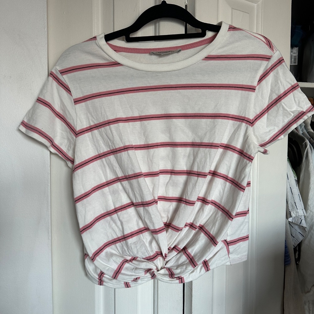 Allsaints Pink stripped T shirt